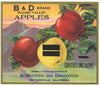 B & D Brand Vintage Watsonville Apple Crate Label