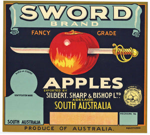 Sword Brand Adelaide South Australia Apple Crate Label
