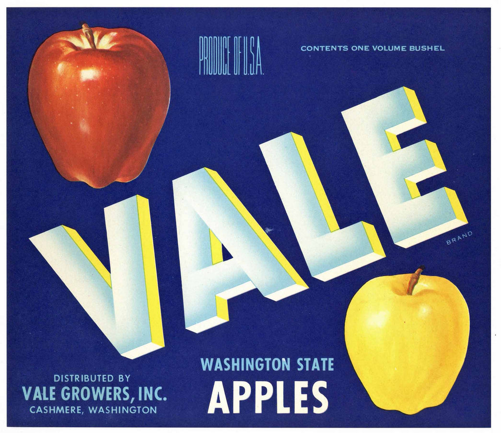 Vale Brand Vintage Cashmere Washington Apple Crate Label