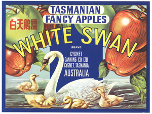 White Swan Brand Vintage Australian Apple Crate Label, r