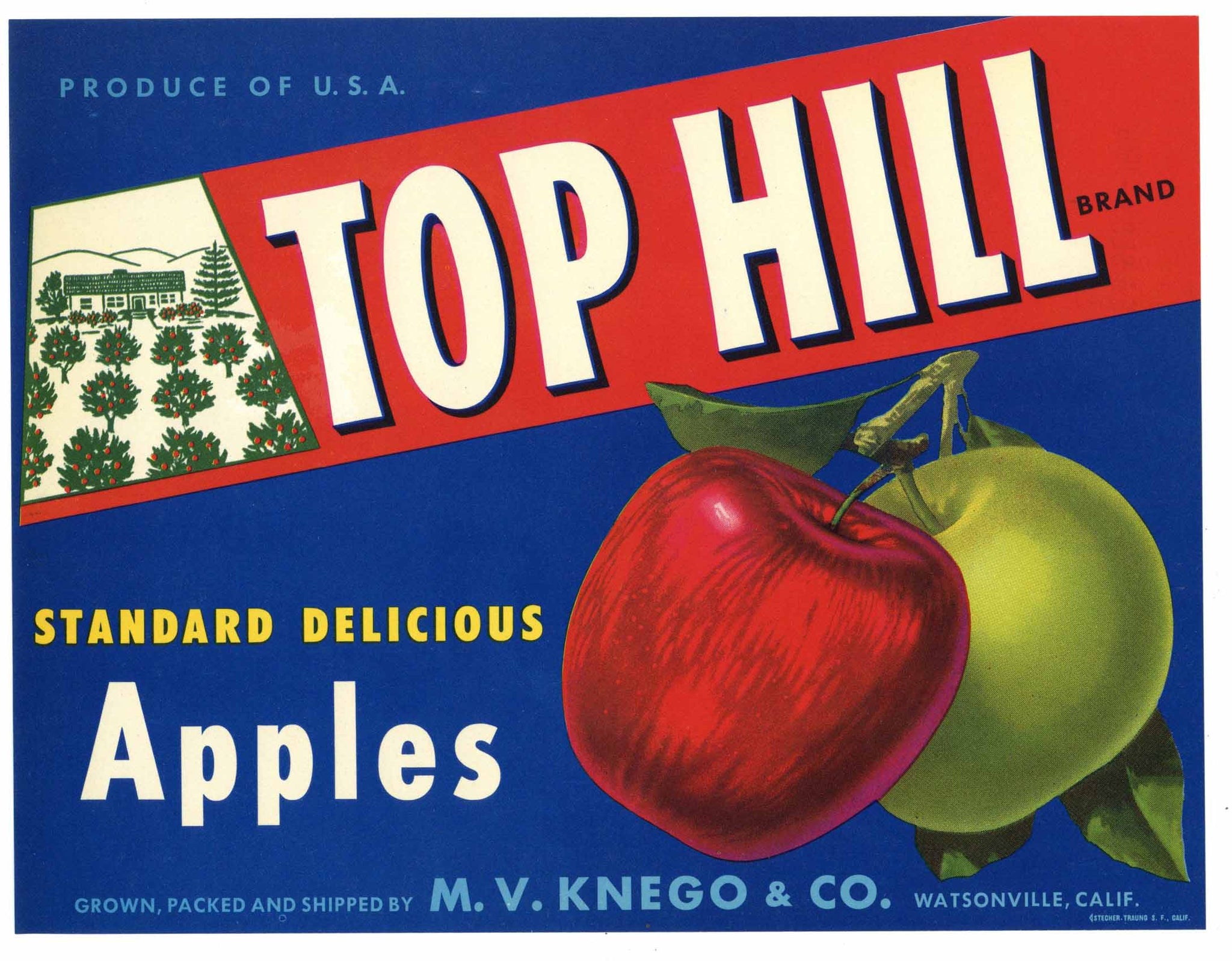 Top Hill Brand Watsonville Apple Crate Label
