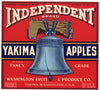 Independent Brand Vintage Washington Apple Crate Label, red
