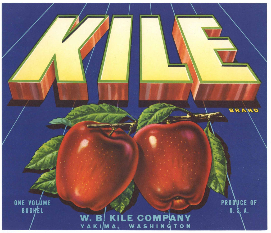 Kile Brand Vintage Yakima Washington Apple Crate Label