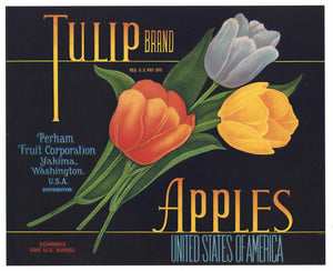 Tulip Brand Yakima Washington Apple Crate Label, old
