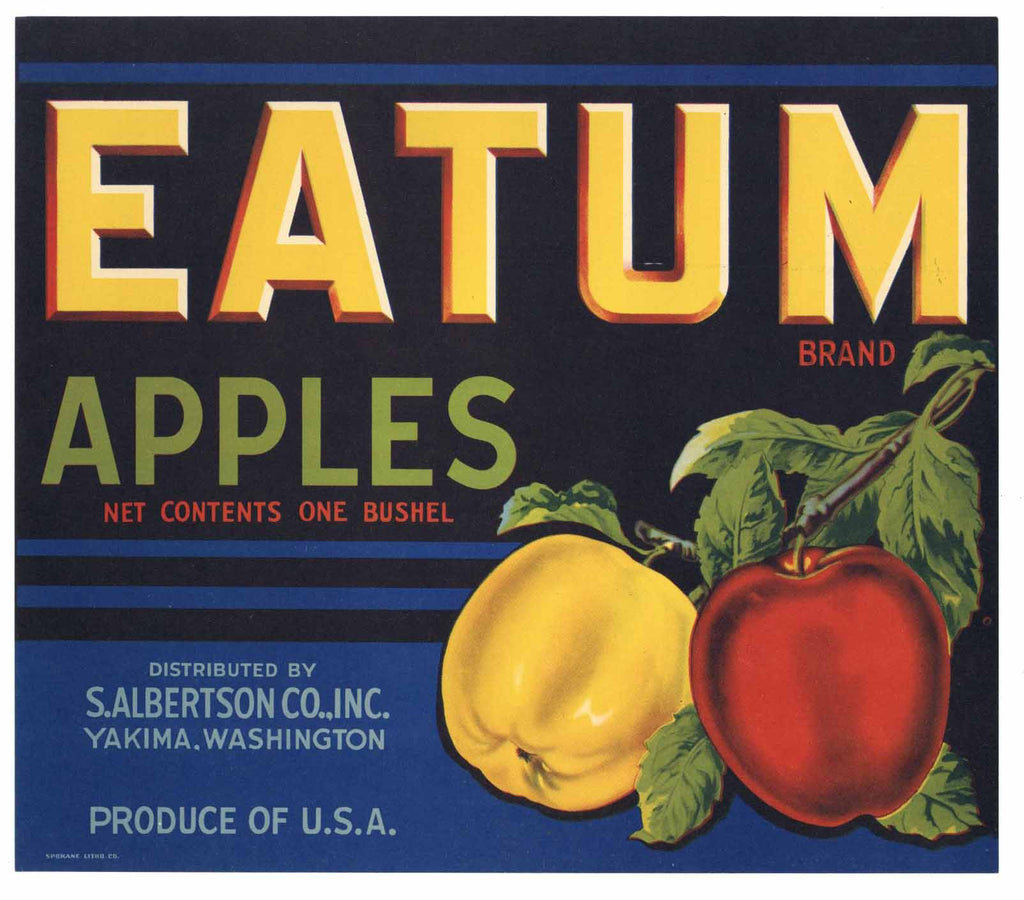 Eatum Brand Vintage Yakima Washington Apple Crate Label