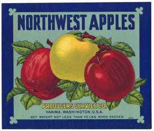 Northwest Apples Brand Vintage Washington Apple Crate Label