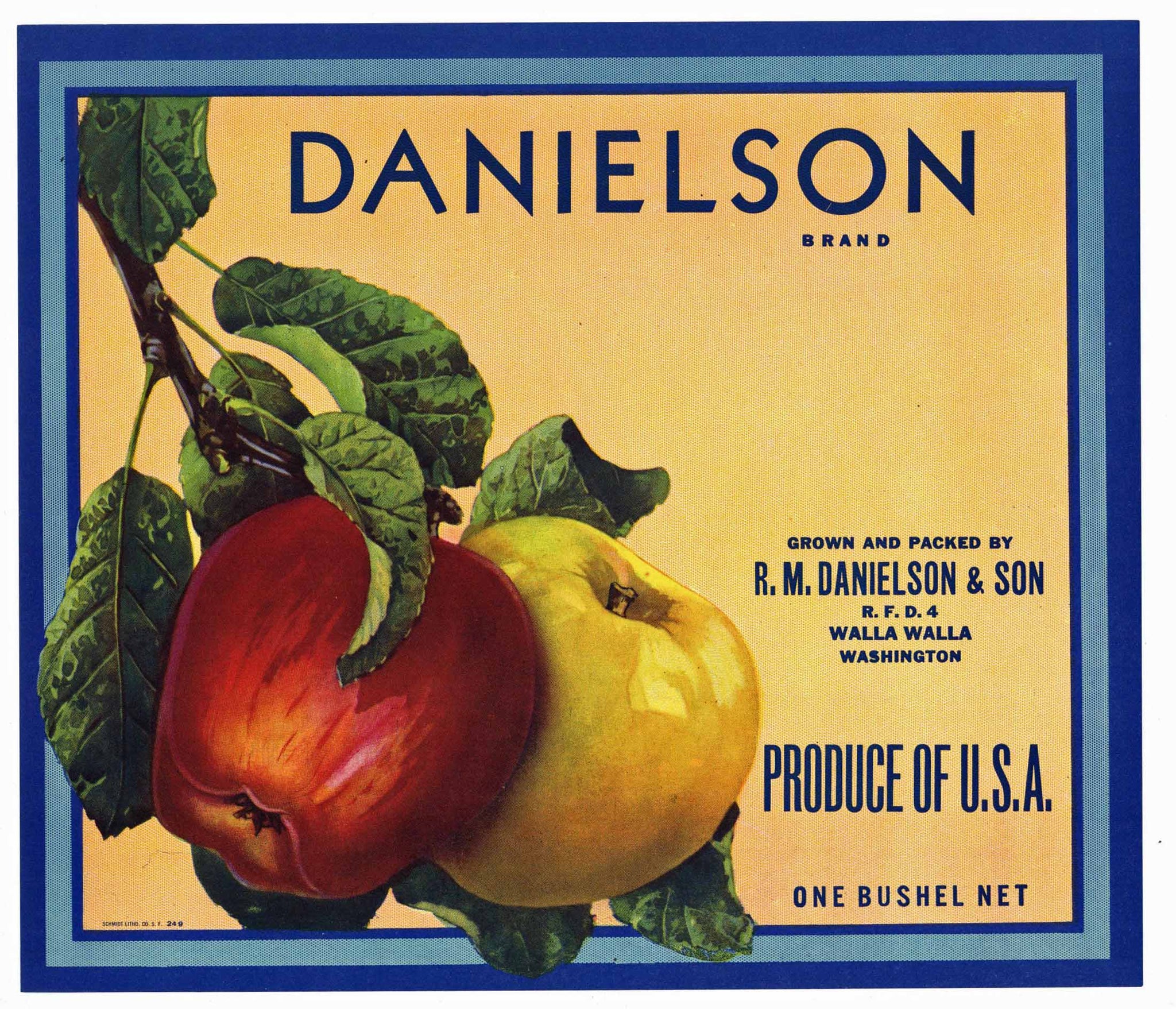 Danielson Brand Vintage Walla Walla Washignton Apple Crate Label