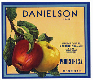 Danielson Brand Vintage Walla Walla Washignton Apple Crate Label