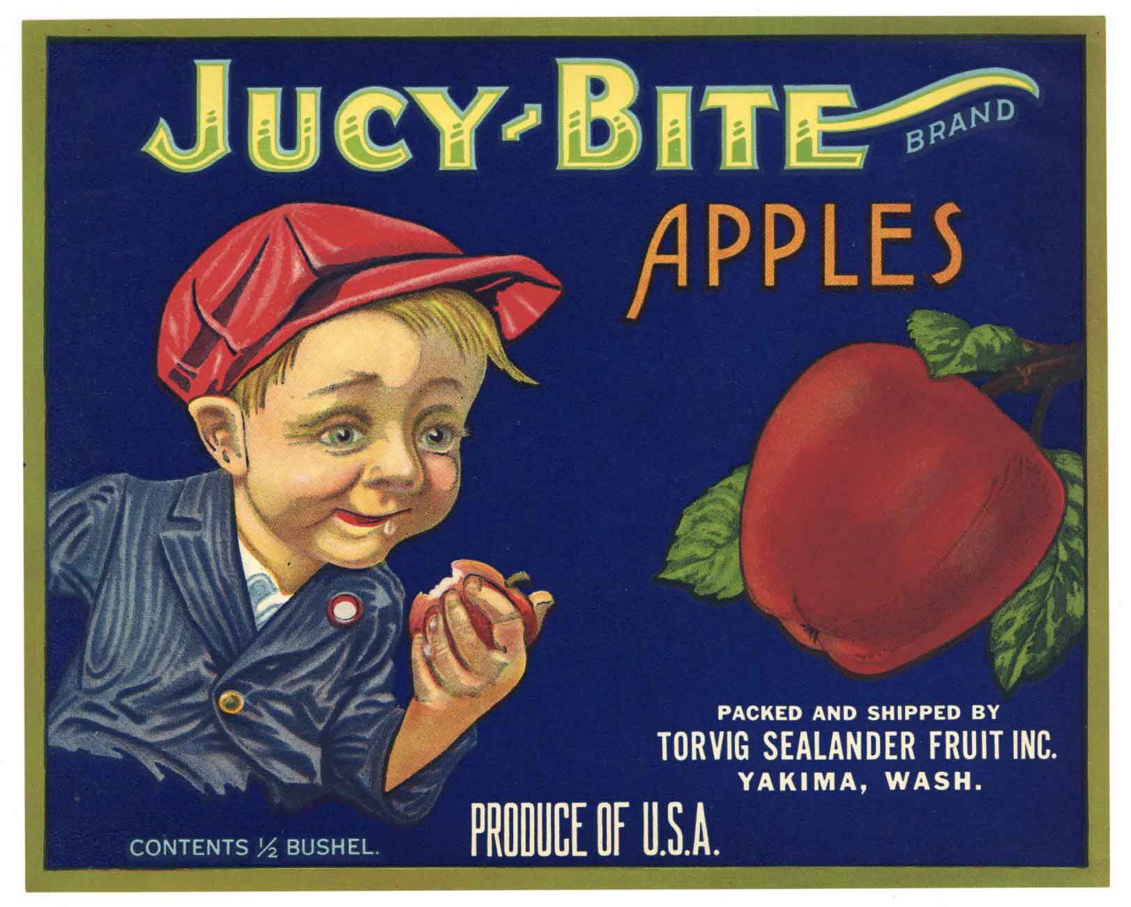 Jucy-Bite Brand Vintage Yakima Apple Crate Label