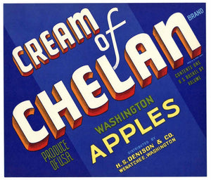 Cream Of Chelan Brand Vintage Wenatchee Washington Apple Crate Label