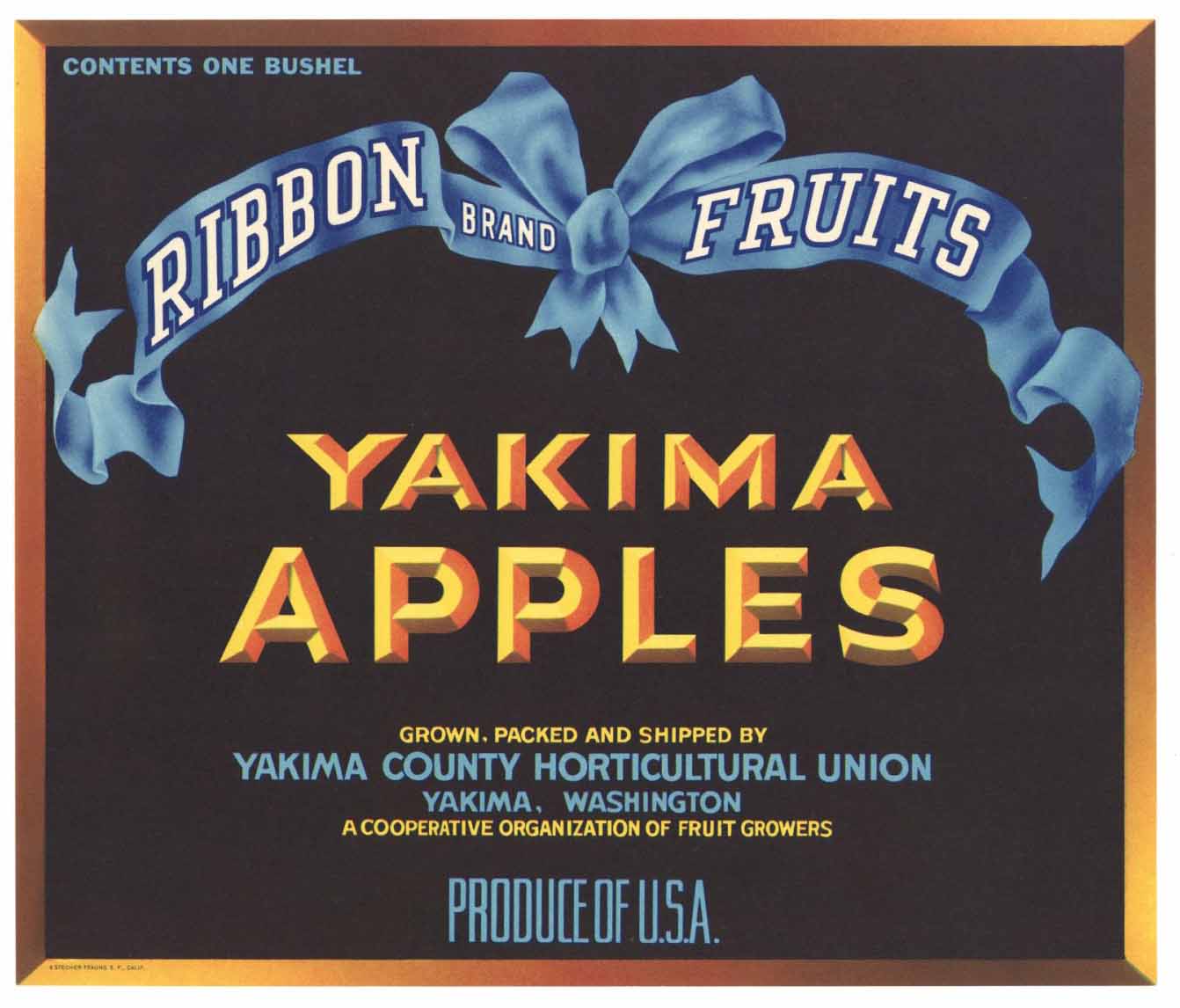 Ribbon Brand Vintage Yakima Apple Crate Label r – thelabelman