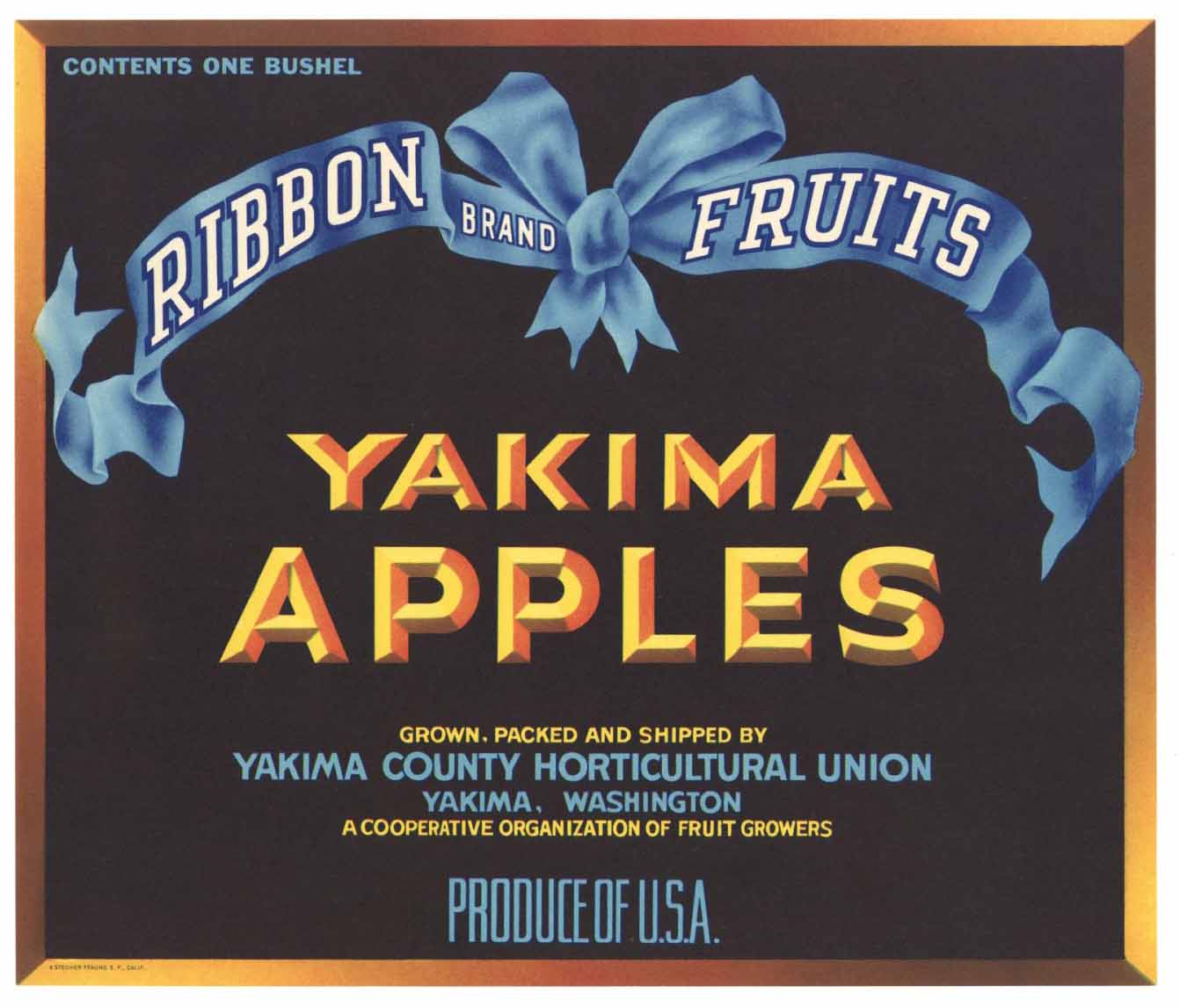 Ribbon Brand Vintage Yakima Apple Crate Label r