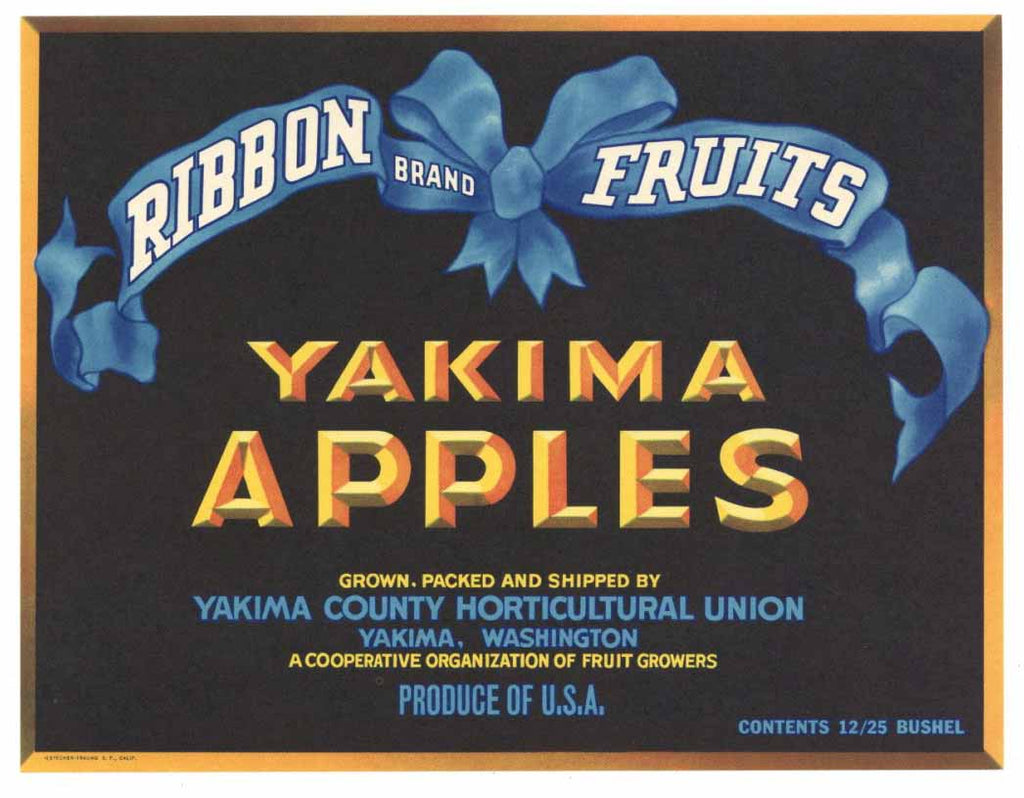 Ribbon Brand Vintage Yakima Apple Crate Label gp
