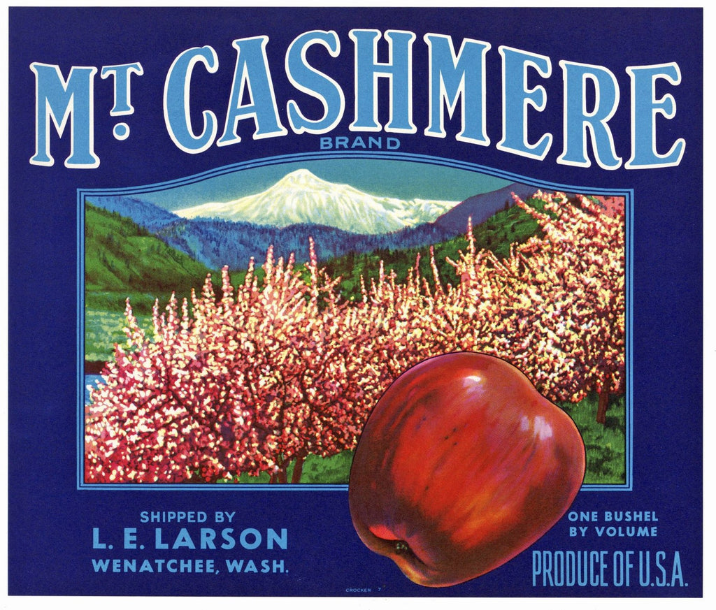 Mt. Cashmere Brand Vintage Wenatchee Washington Apple Crate Label
