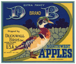 D B Brand Vintage Hood River Oregon Apple Crate Label b
