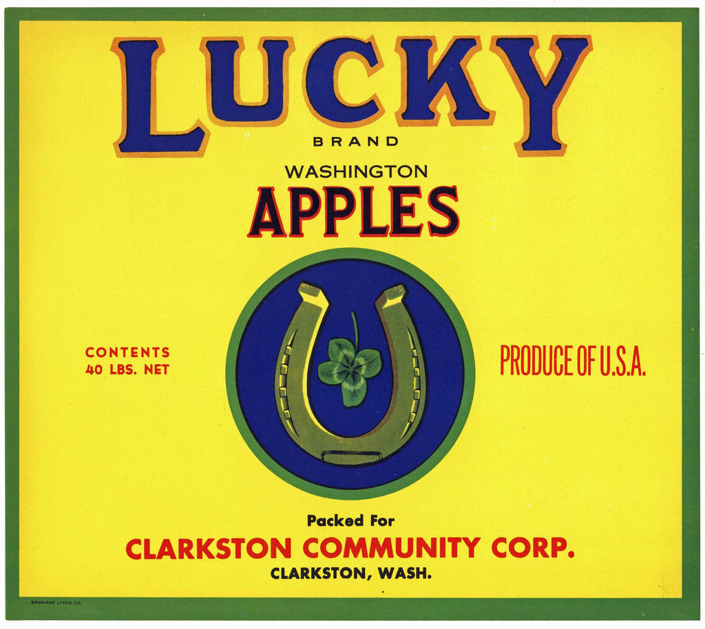 Lucky Brand Vintage Clarkston Washington Apple Crate Label