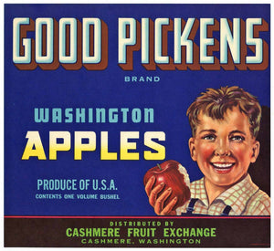Good Pickens Brand Vintage Cashmere Washington Apple Crate Label