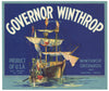 Governor Winthrop Brand Vintage Yakima Washington Apple Crate Label, b