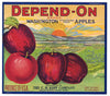 Depend-On Brand Vintage Yakima Washington Apple Crate Label, spot