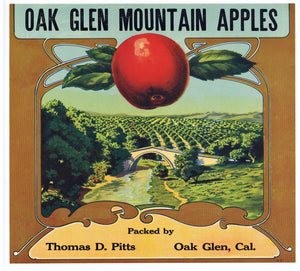 Oak Glen Brand Vintage Oak Glen California Apple Crate Label s