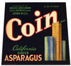 Coin Brand Vintage Asparagus Crate Label