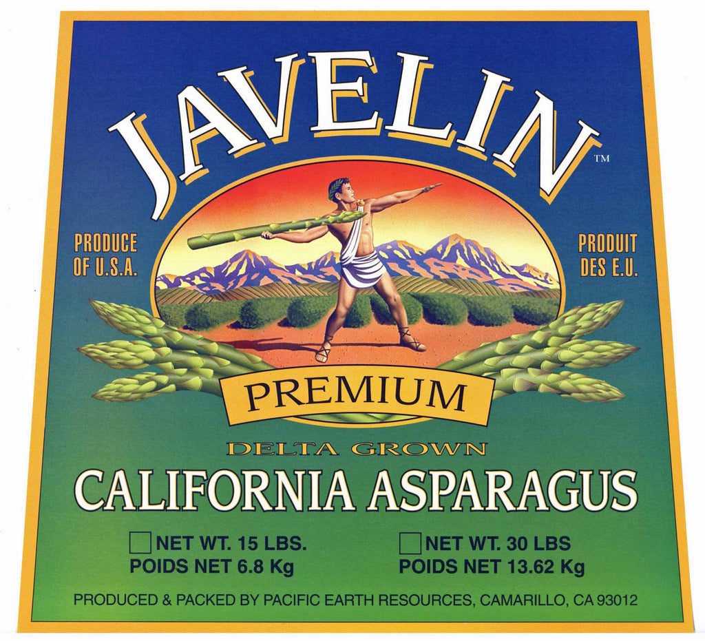Javelin Brand Vintage Camarillo Asparagus Crate Label