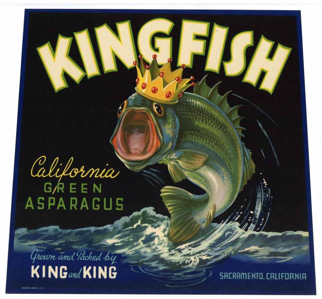 Kingfish Brand Vintage Asparagus Crate Label