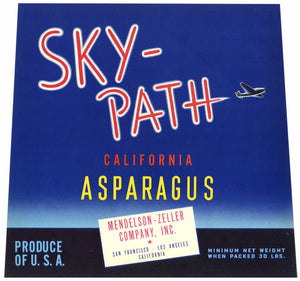 Sky Path Brand Vintage Asparagus Crate Label