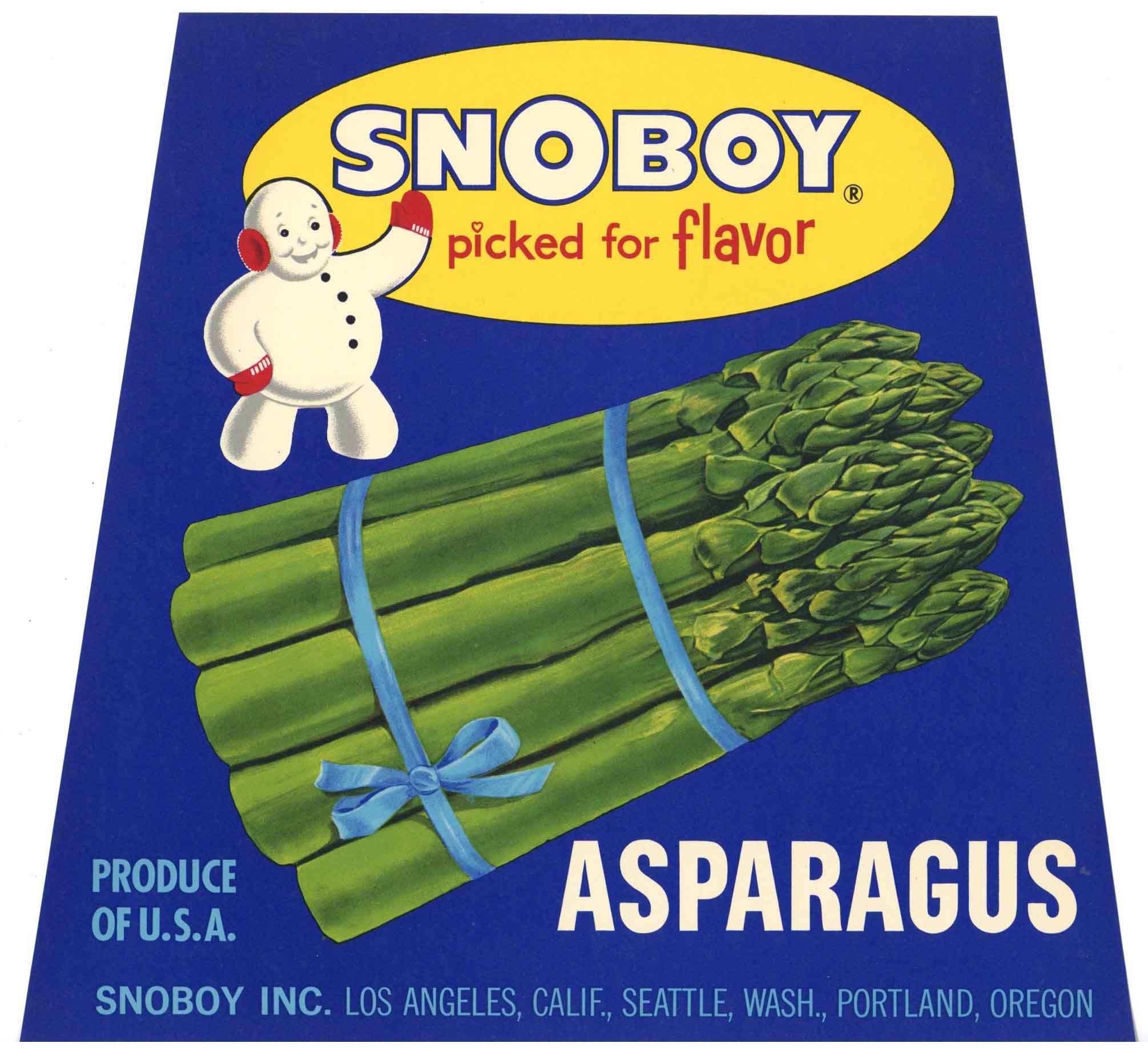 Snoboy Brand Vintage Asparagus Crate Label