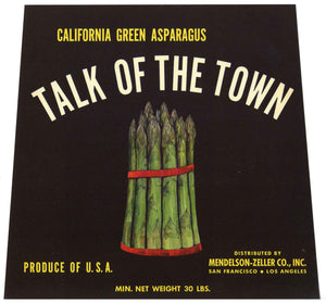 Talk Of The Town Brand Vintage Asparagus Crate Label