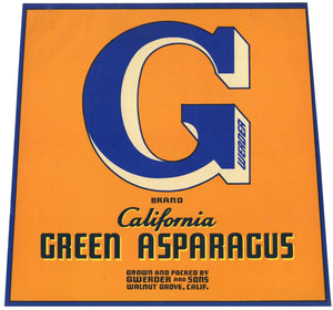G Brand Vintage Sacramento Delta Asparagus Crate Label