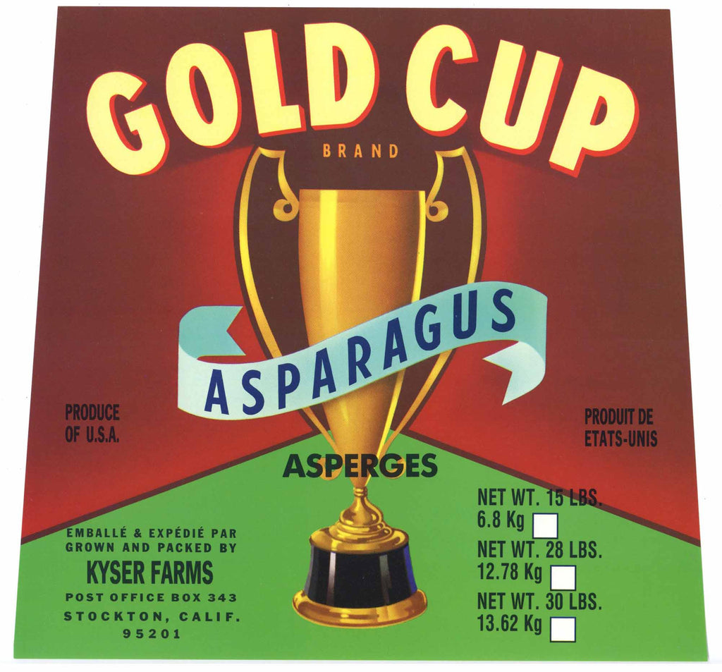 Gold Cup Brand Vintage Asparagus Crate Label