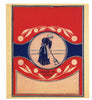Stock Broom Label With Woman Sweeping, daisy