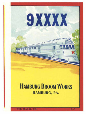 9XXXX Brand Vintage Hamburg Pennsylvania Broom Label