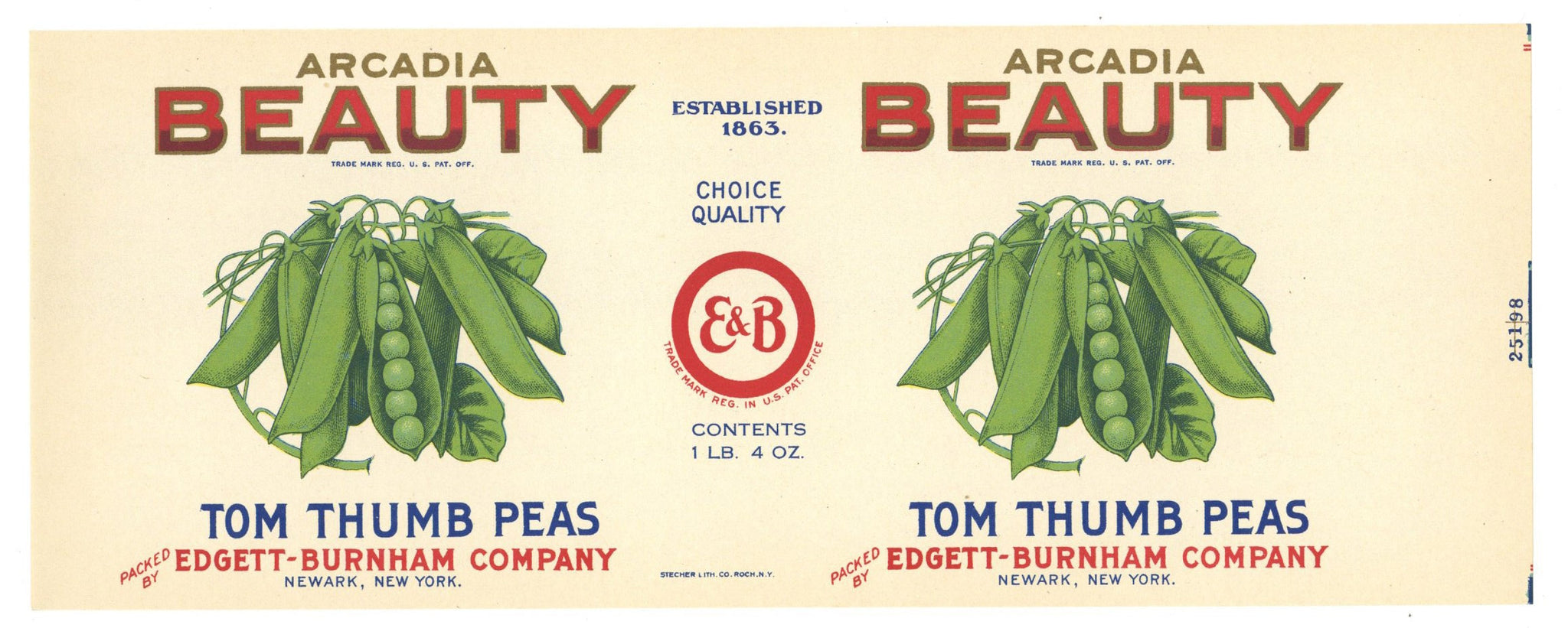 Arcadia Beauty Brand Vintage Tom Thumb Peas Can Label