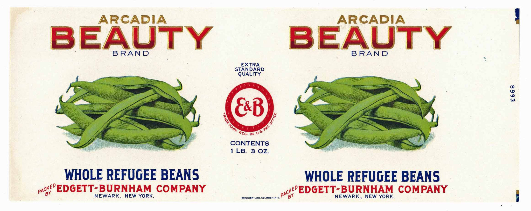 Arcadia Beauty Brand Vintage Whole Refugee Beans Can Label