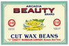 Arcadia Beauty Brand Vintage Cut Wax Beans Can Label, sq