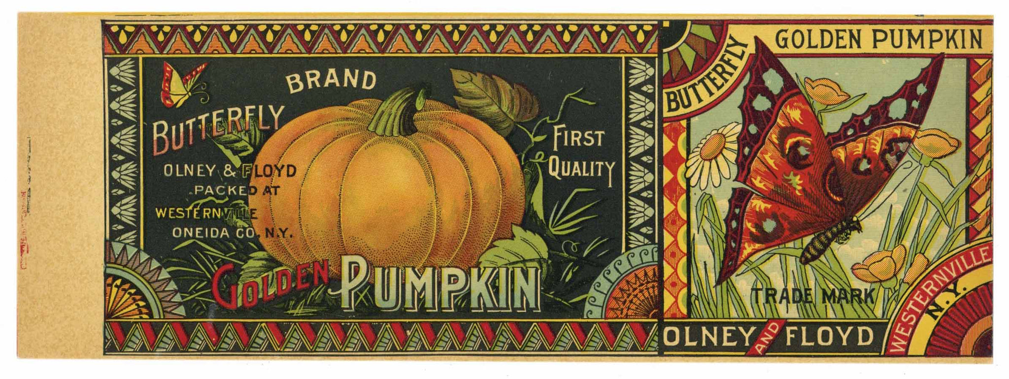 Butterfly Brand Vintage New York Pumpkin Can Label
