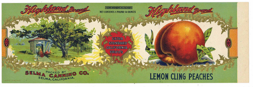 Highland Brand Vintage Selma Peach Can Label