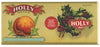 Holly Brand Vintage Peach Can Label