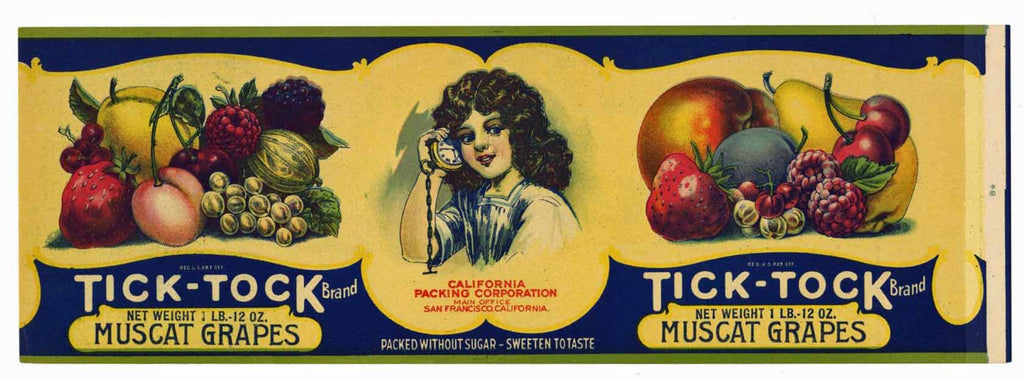 Tick Tock Brand Vintage Grape Can Label
