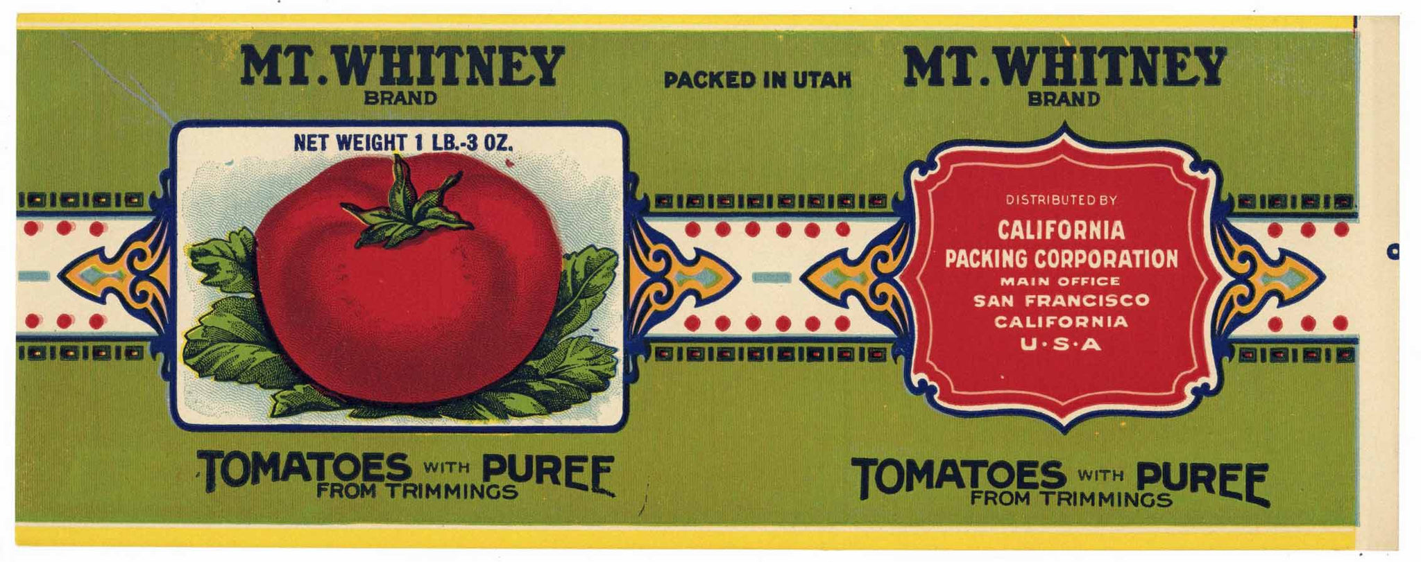 Mt. Whitney Brand Vintage Tomato Can Label