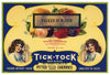 Tick Tock Brand Vintage Pitted Cherries Can Label, square