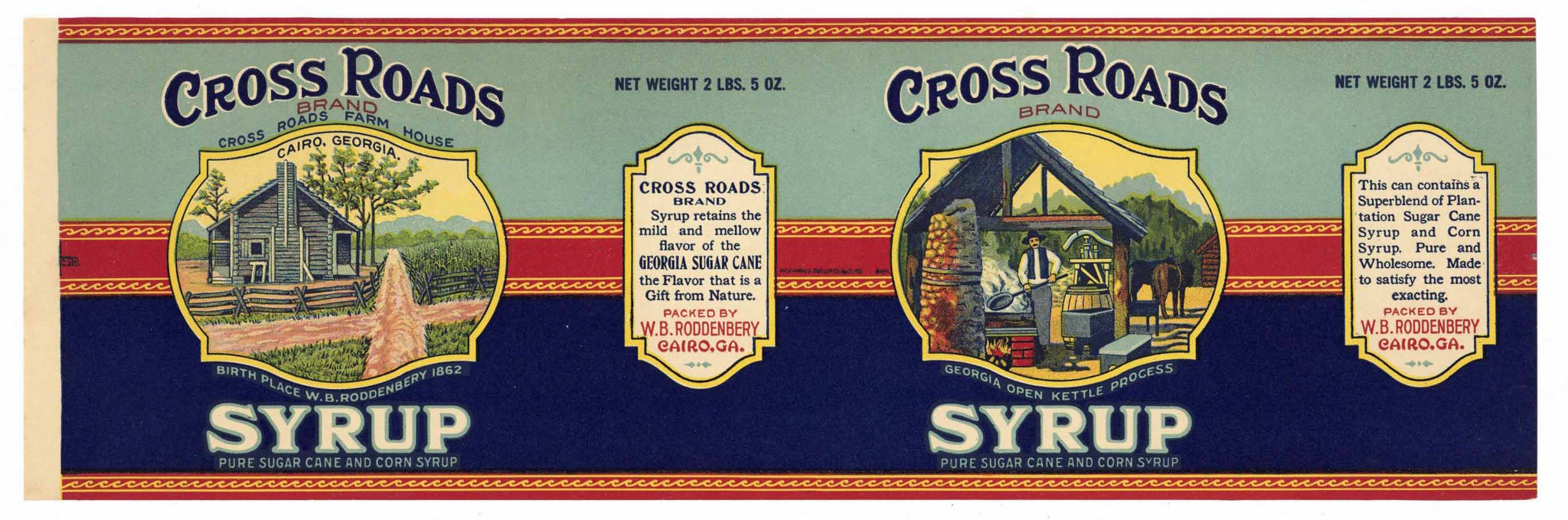 Cross Roads Brand Vintage Georgia Cane Syrup Can Label