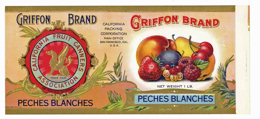 Griffon Brand Vintage Mixed Fruit Can Label