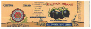 Griffon Brand Vintage Ripe Olive Can Label