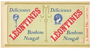 Leontines Brand Vintage French Candy Can Label, large