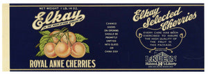 Elkay Brand Vintage Cherry Can Label, L