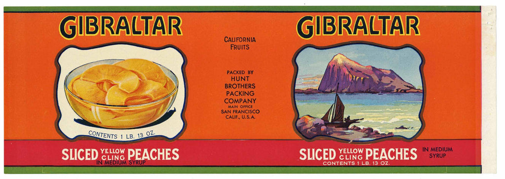 Gibraltar Brand Vintage Hunt Brothers Packing Can Label