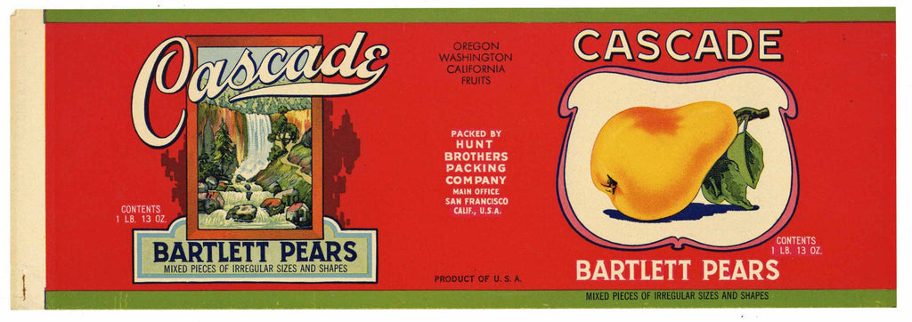 Cascade Brand Vintage Bartlett Pear Can Label